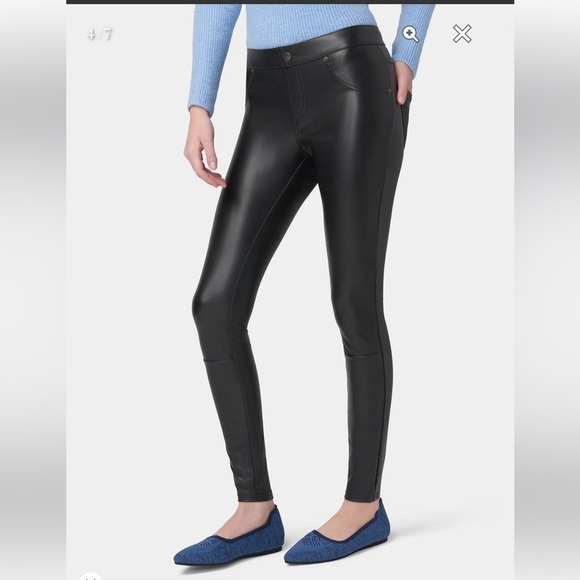 HUE Black faux leather leggings size S - Picture 1 of 16